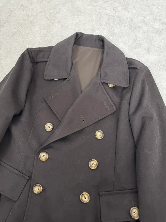 John Galliano Dark Brown Minimalist Officer Caban Jacket zeQJPqz 4