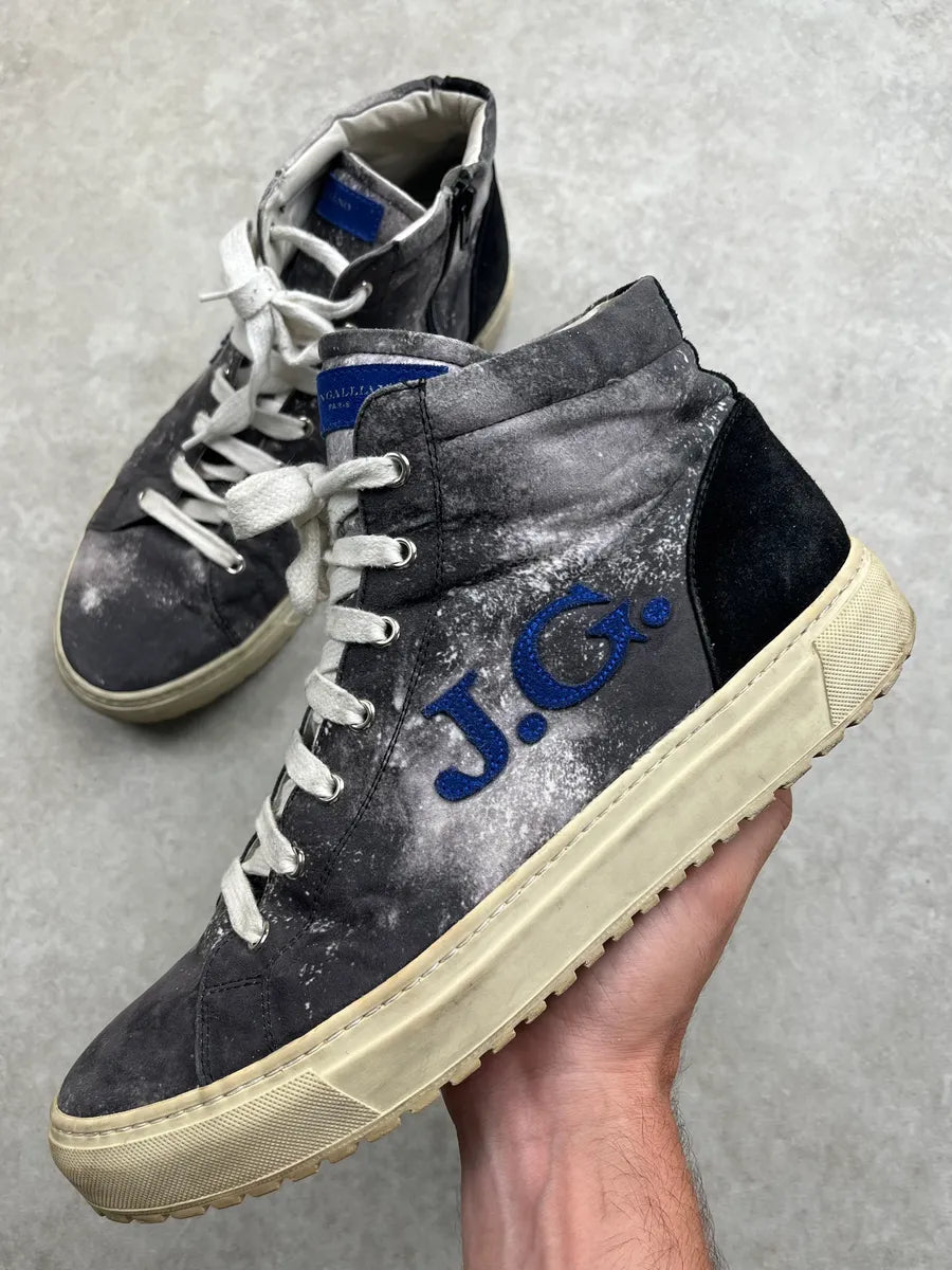 John Galliano Dark Grey Suede High Sneakers MGFLIPi 0