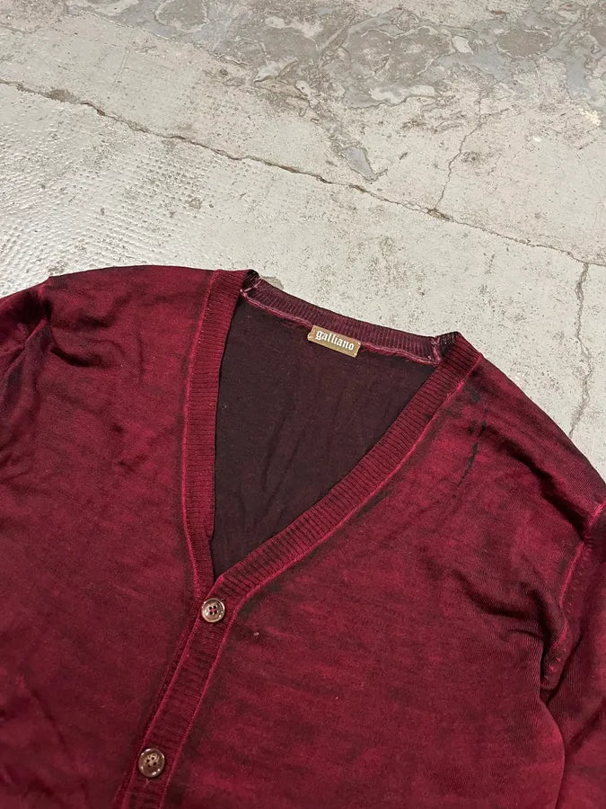 John Galliano Floral Wool Bordeaux Cardigan TOtdCWK 4