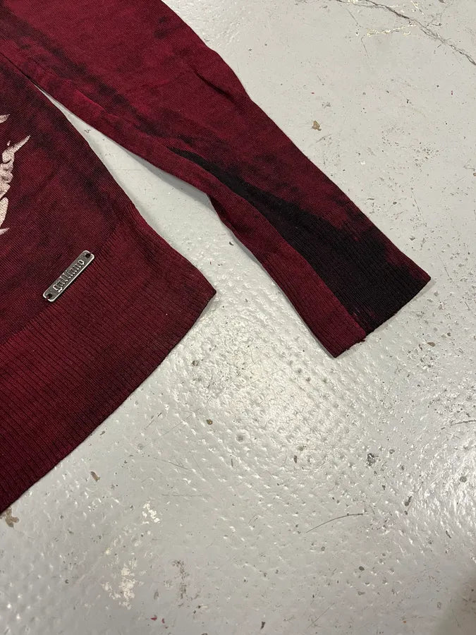 John Galliano Floral Wool Bordeaux Cardigan TOtdCWK 5