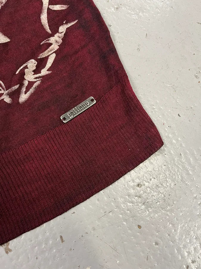 John Galliano Floral Wool Bordeaux Cardigan TOtdCWK 6