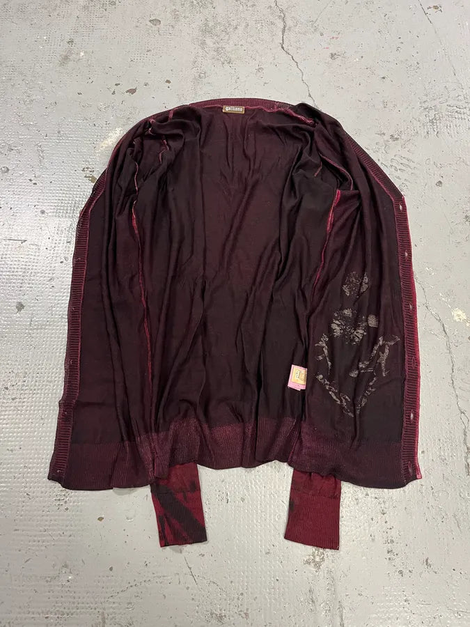 John Galliano Floral Wool Bordeaux Cardigan TOtdCWK 8