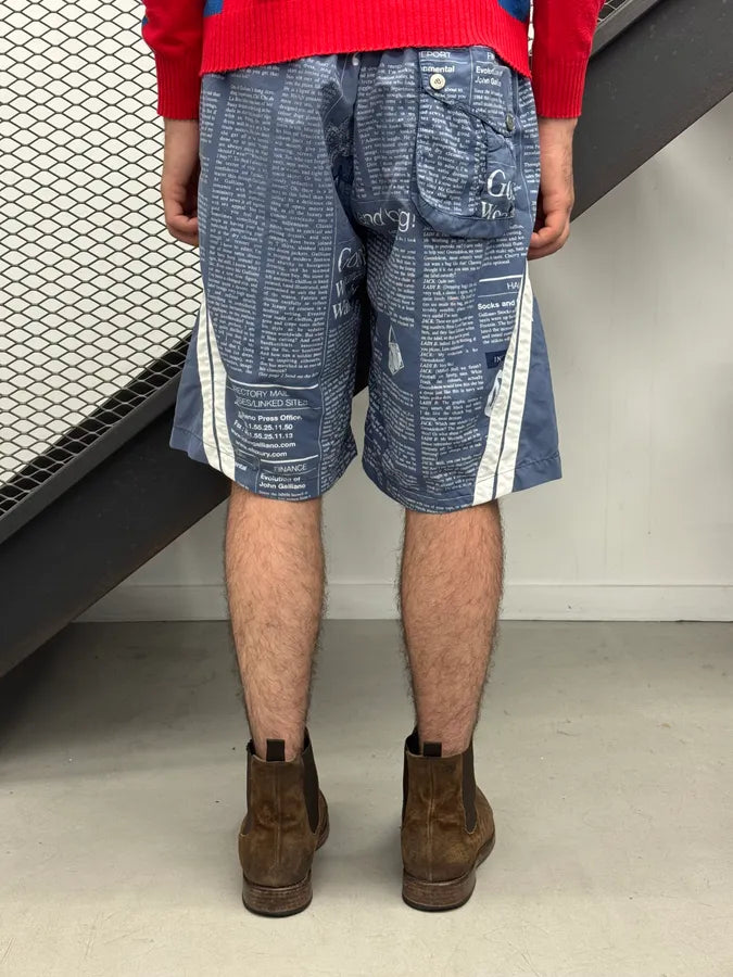 John Galliano Gazette Newspaper Navy Nylon Swim Shorts lnMsuAx 3