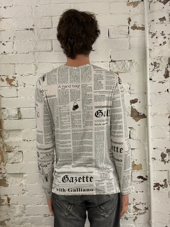 John Galliano Gazette Newspapers Black & White Longsleeves JjlqbWH 2