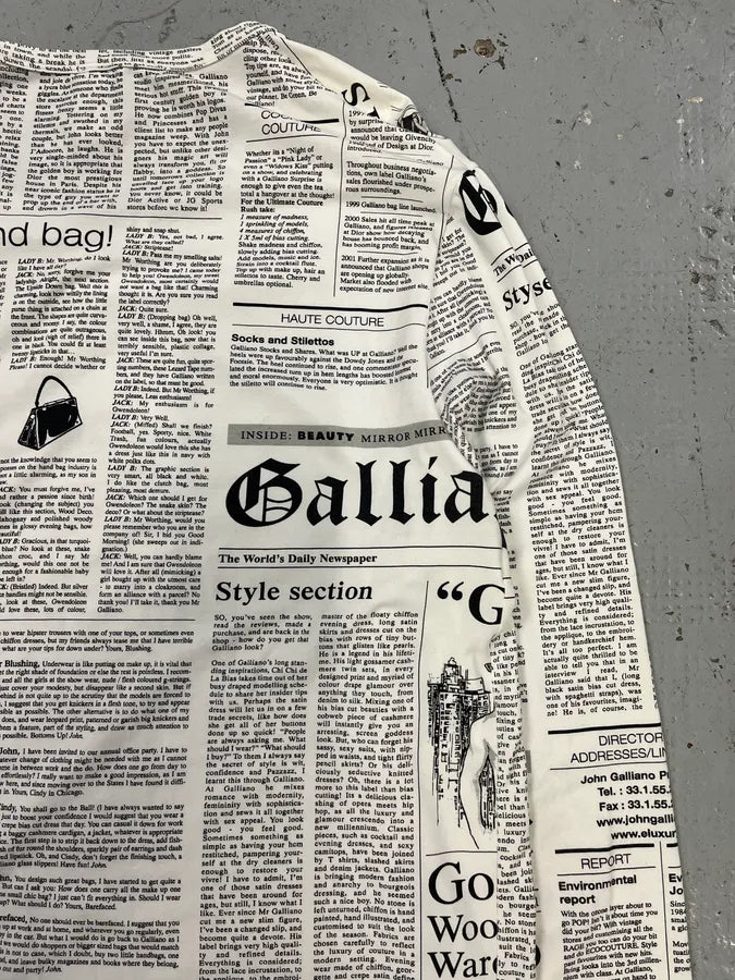 John Galliano Gazette Newspapers Black & White Longsleeves JjlqbWH 3