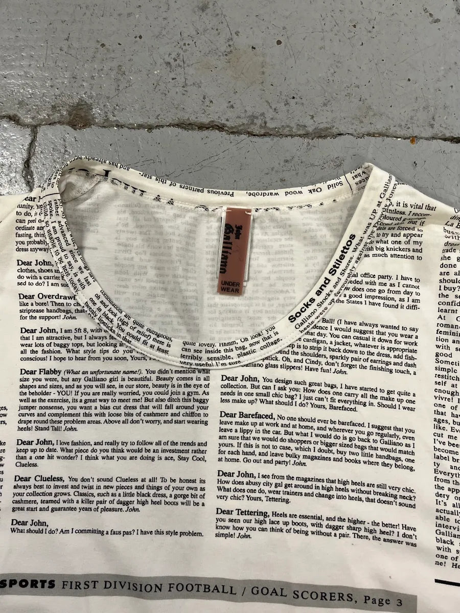 John Galliano Gazette Newspapers Black & White Longsleeves JjlqbWH 7