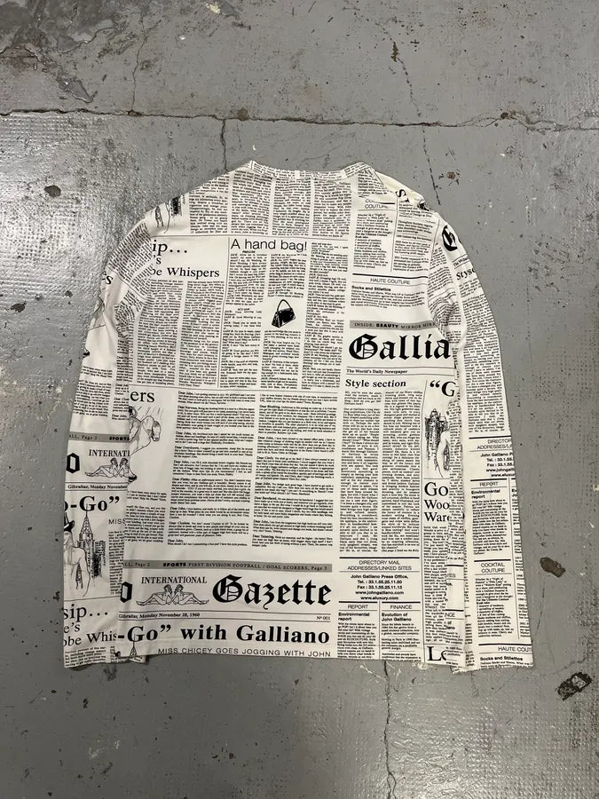 John Galliano Gazette Newspapers Black & White Longsleeves JjlqbWH 5
