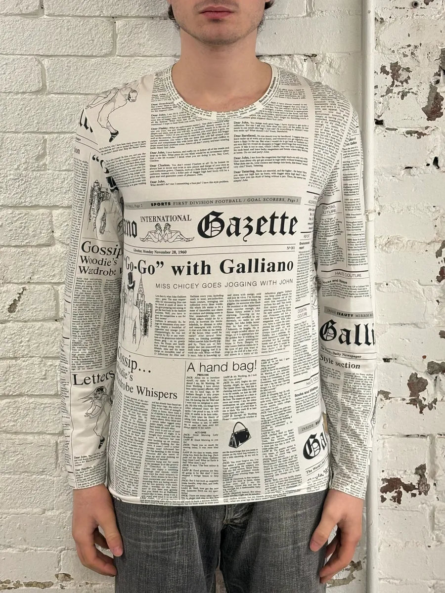 John Galliano Gazette Newspapers Black & White Longsleeves JjlqbWH 1