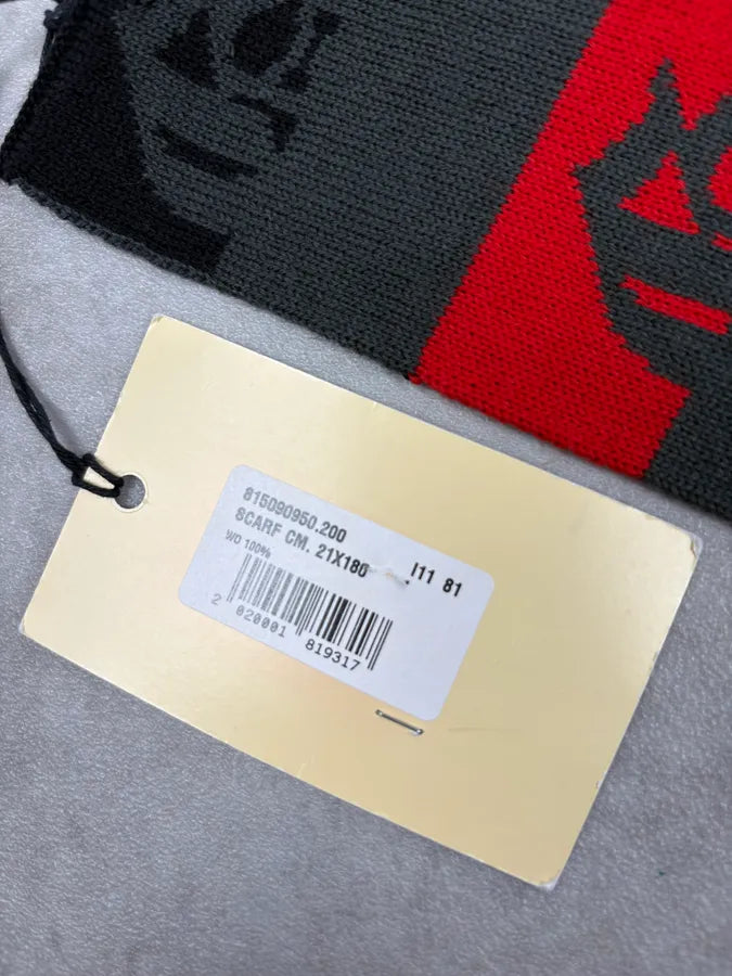 John Galliano Gothic Script Grey & Red Scarf jIuJELy 4