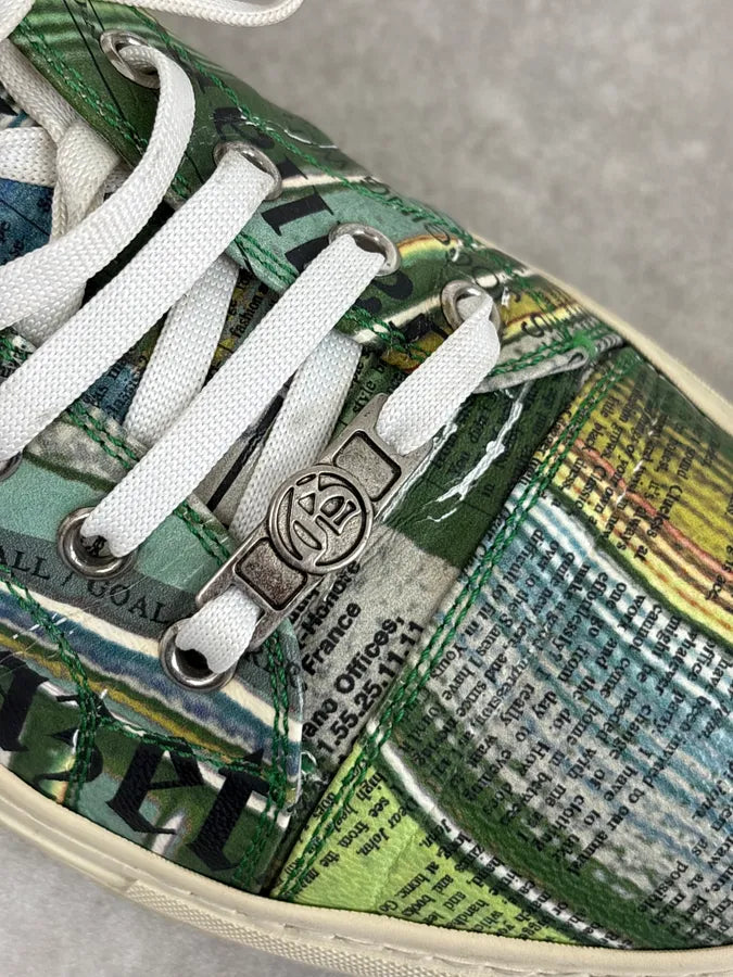 John Galliano Green Magazine Textile Patterned Sneakers qQPnQdm 8