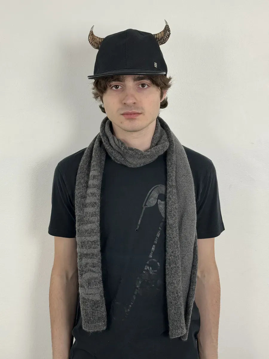 John Galliano Grey Wool Gothic Minimalist Scarf ONAOVND 1