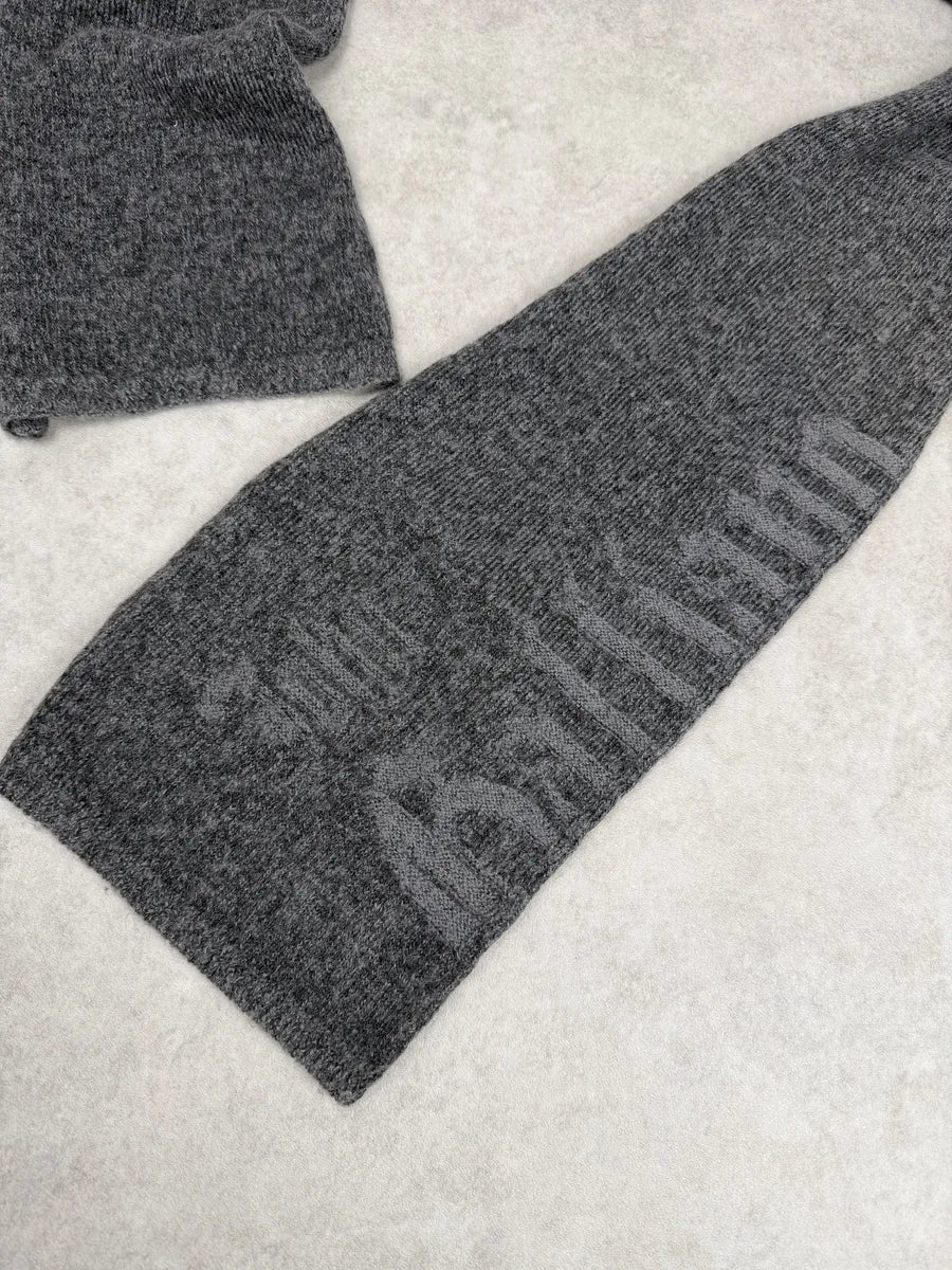 John Galliano Grey Wool Gothic Minimalist Scarf ONAOVND 4