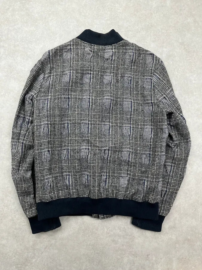 John Galliano Grey Wool Houndstooth Bomber Jacket huipBea 4