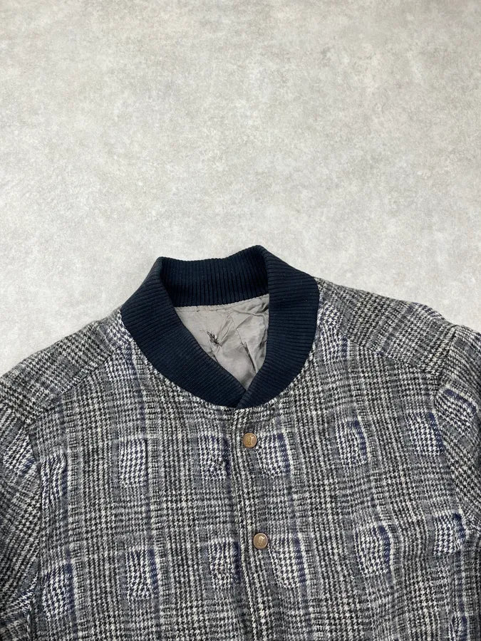 John Galliano Grey Wool Houndstooth Bomber Jacket huipBea 5