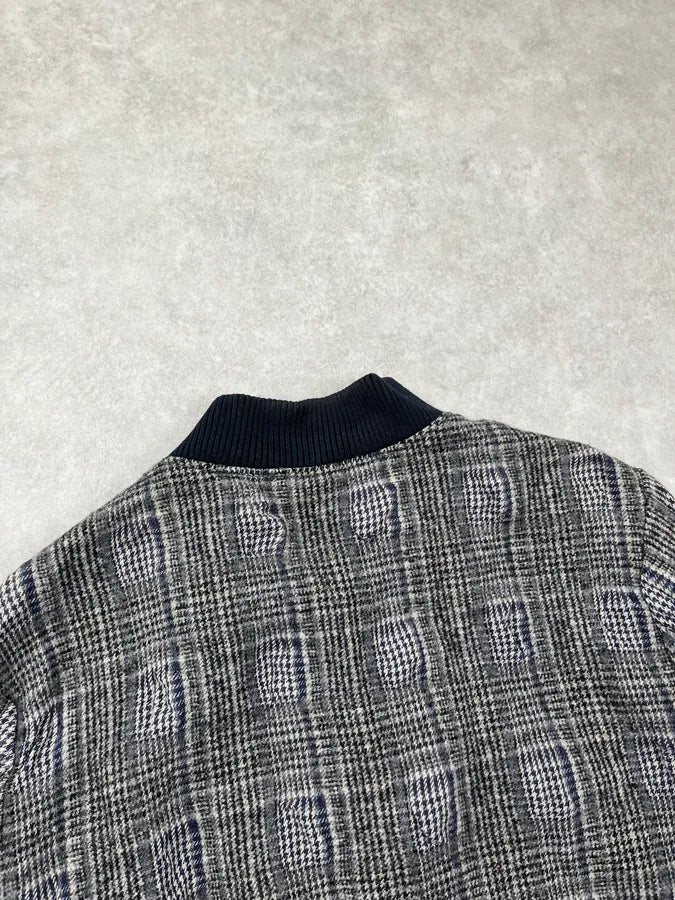 John Galliano Grey Wool Houndstooth Bomber Jacket huipBea 6