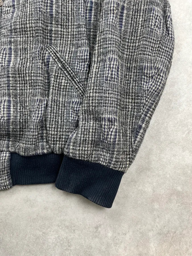 John Galliano Grey Wool Houndstooth Bomber Jacket huipBea 7