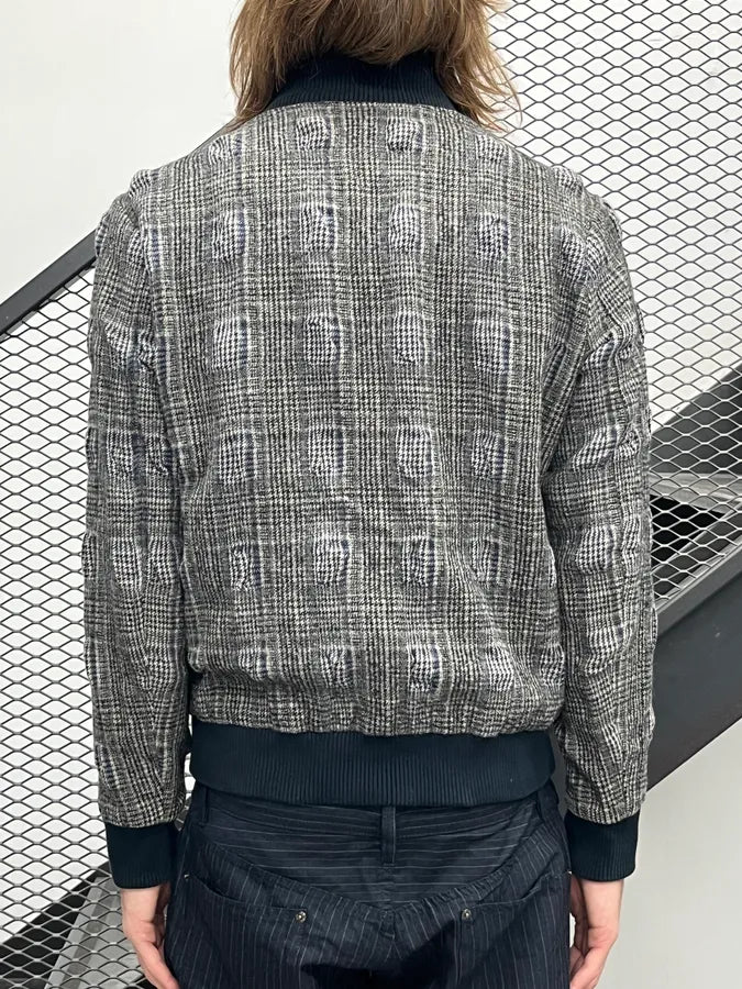 John Galliano Grey Wool Houndstooth Bomber Jacket huipBea 2