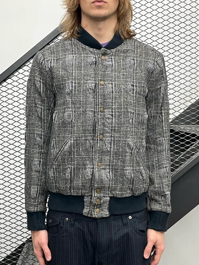 John Galliano Grey Wool Houndstooth Bomber Jacket huipBea 1