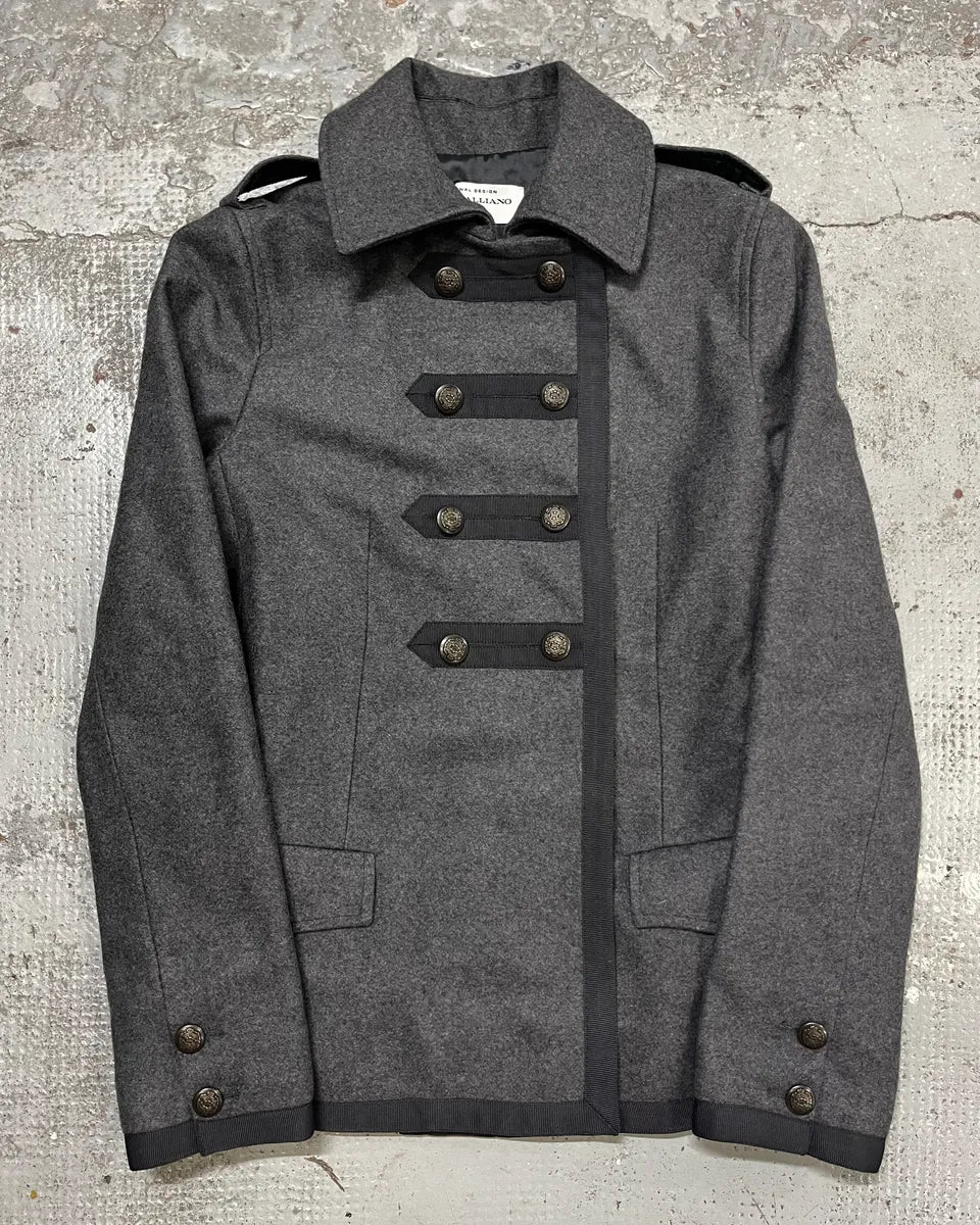 John Galliano Grey Wool Military Officer Coat SsWGYIB 0