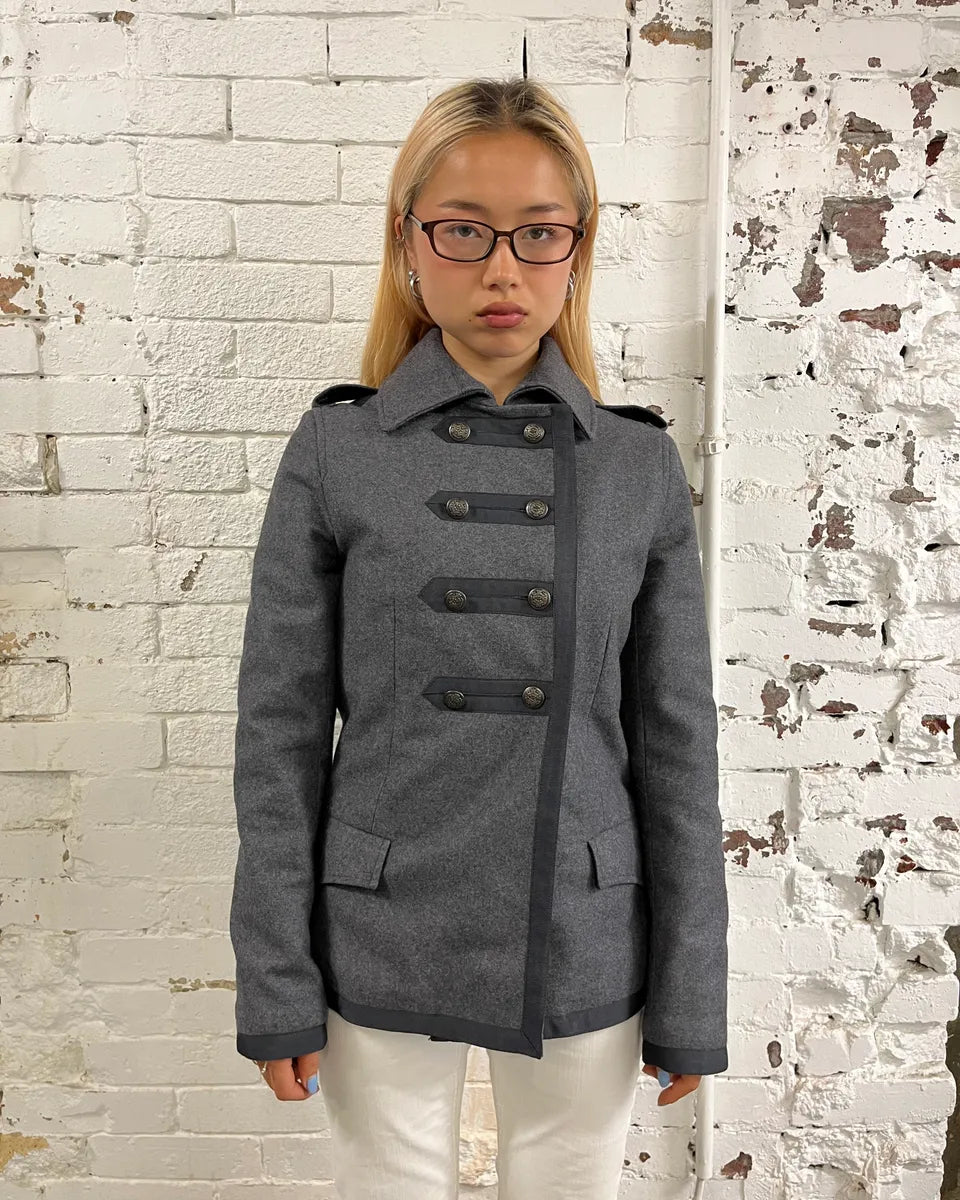John Galliano Grey Wool Military Officer Coat SsWGYIB 1