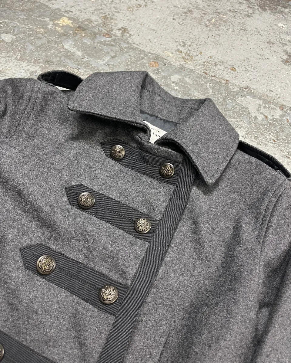John Galliano Grey Wool Military Officer Coat SsWGYIB 4