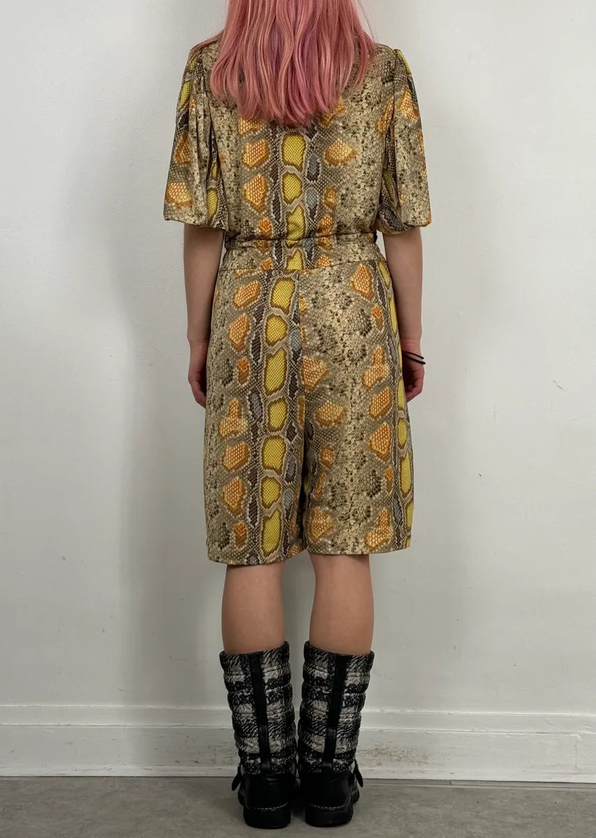 SS2012 John Galliano Mustard Snakeskin Trompe LOeil Jumpsuit ivKHtDe 1