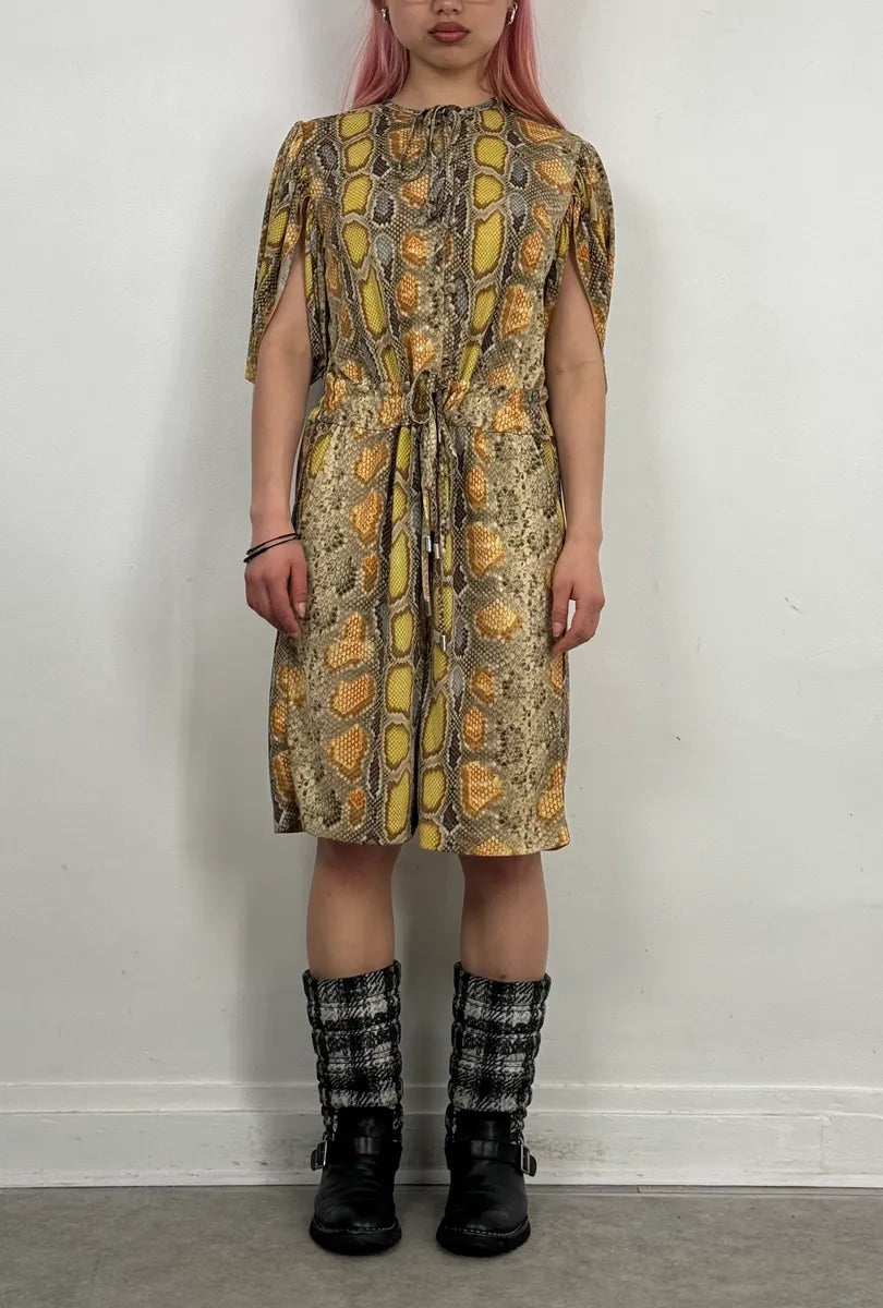 SS2012 John Galliano Mustard Snakeskin Trompe LOeil Jumpsuit ivKHtDe 0