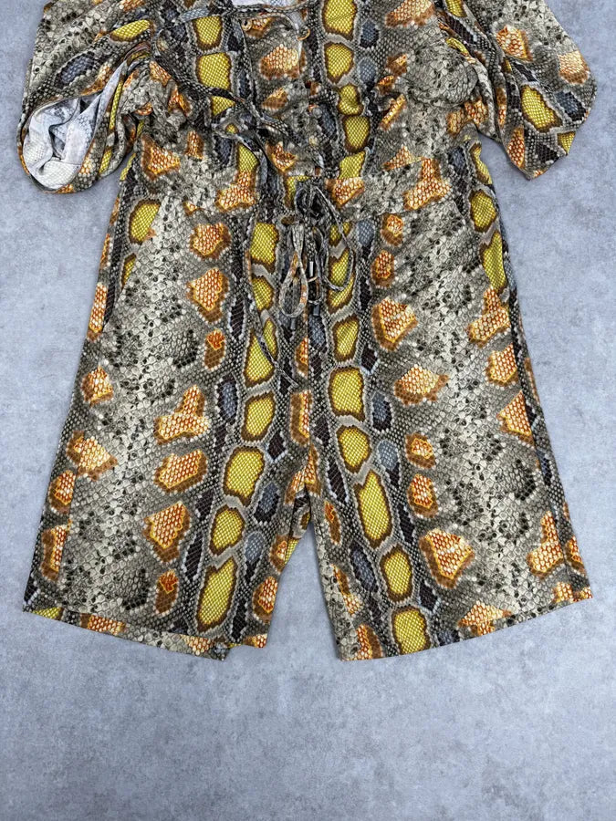 SS2012 John Galliano Mustard Snakeskin Trompe LOeil Jumpsuit ivKHtDe 8