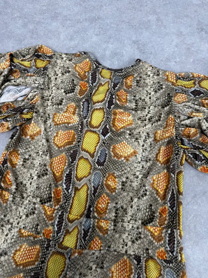 SS2012 John Galliano Mustard Snakeskin Trompe LOeil Jumpsuit ivKHtDe 5
