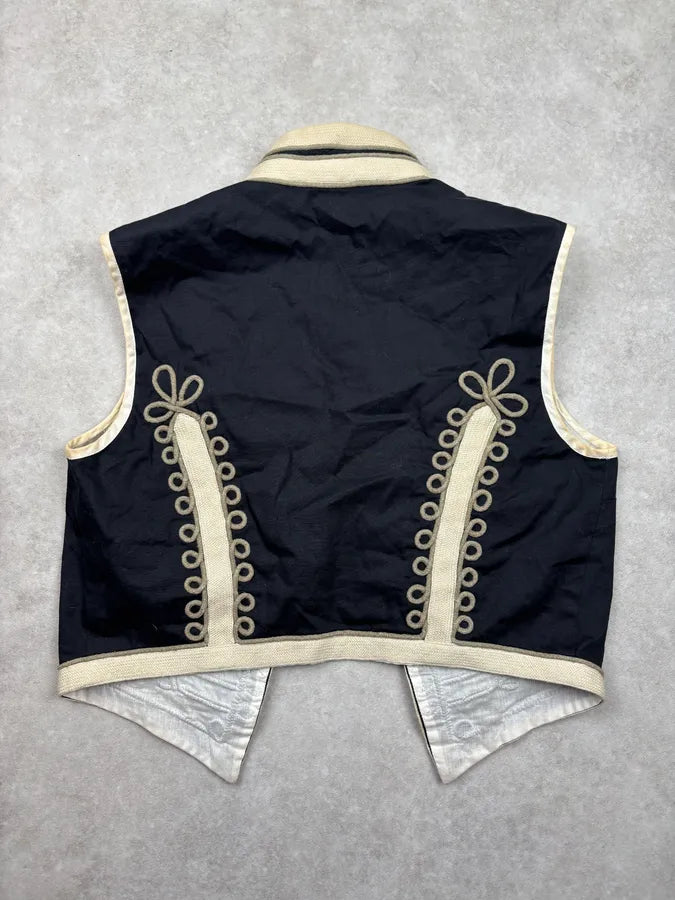 SS2006 John Galliano Navy Embroidered Officer Napoleon Buttoned Vest ASKAXxn 4