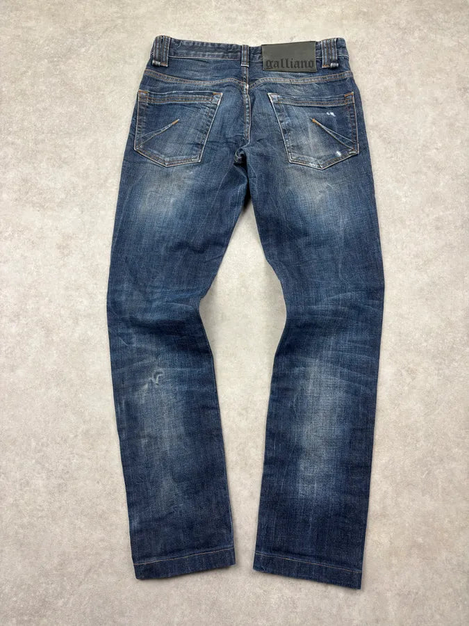 AW2011 John Galliano Navy Denim Distressed Slim Jeans BQLbehc 5
