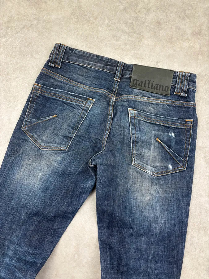 AW2011 John Galliano Navy Denim Distressed Slim Jeans BQLbehc 6