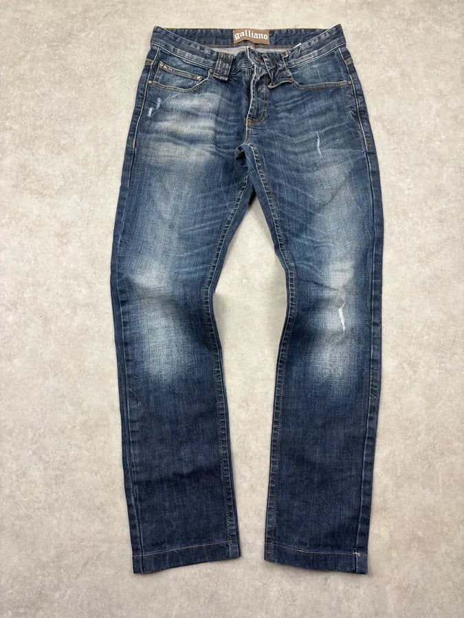 AW2011 John Galliano Navy Denim Distressed Slim Jeans BQLbehc 3