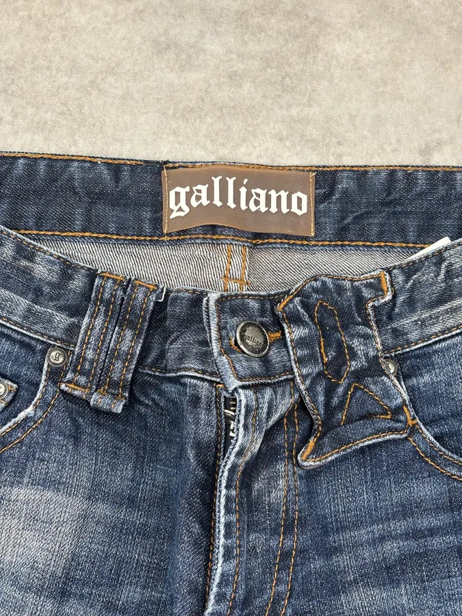 AW2011 John Galliano Navy Denim Distressed Slim Jeans BQLbehc 9