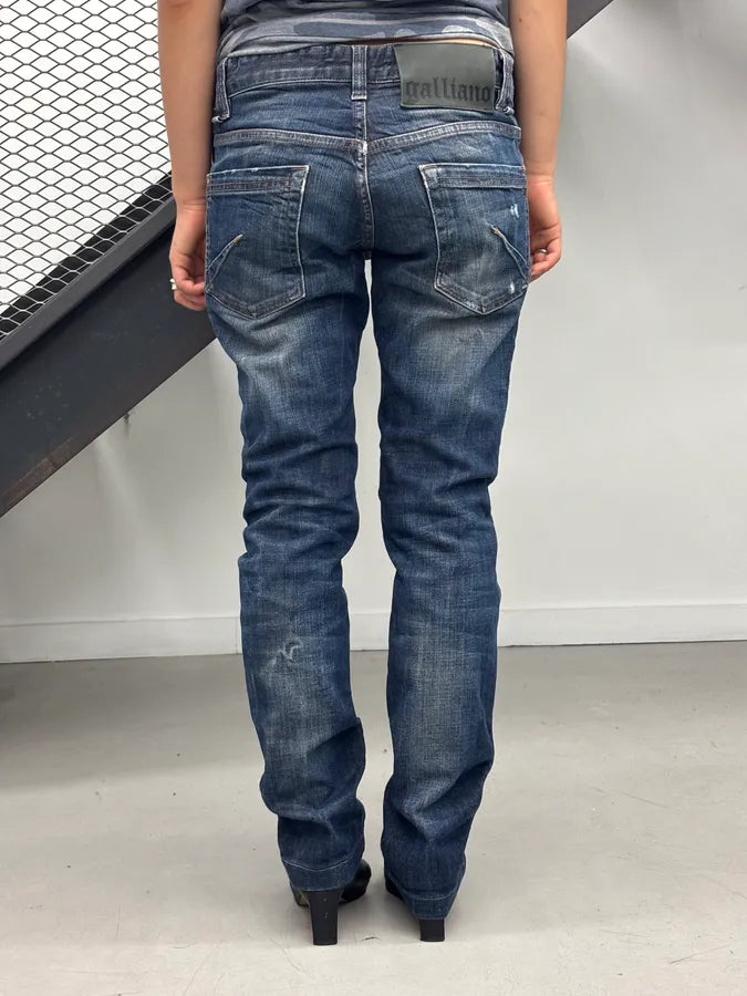 AW2011 John Galliano Navy Denim Distressed Slim Jeans BQLbehc 2