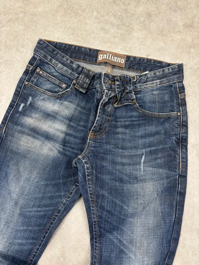 AW2011 John Galliano Navy Denim Distressed Slim Jeans BQLbehc 4