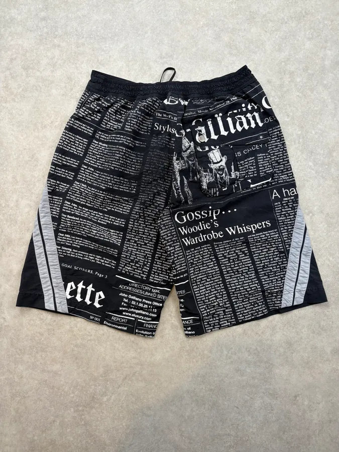 John Galliano Dark Navy Magazine Nylon Swim Shorts IrnBZFy 5