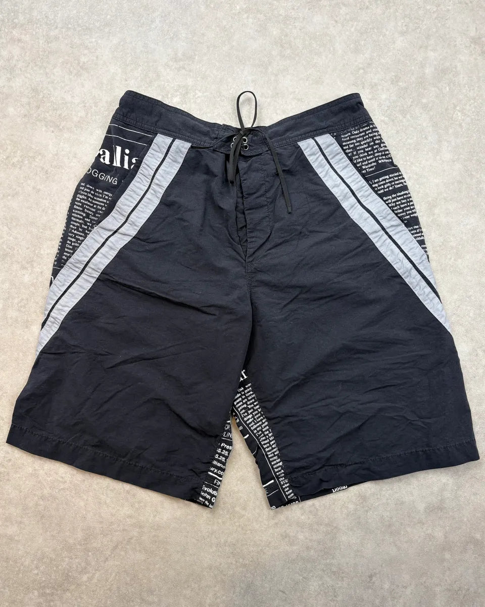 John Galliano Dark Navy Magazine Nylon Swim Shorts IrnBZFy 3