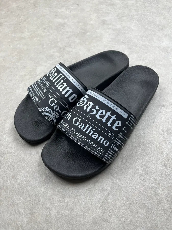 John Galliano Newspaper Black Rubber Slides AVLcsXA 1