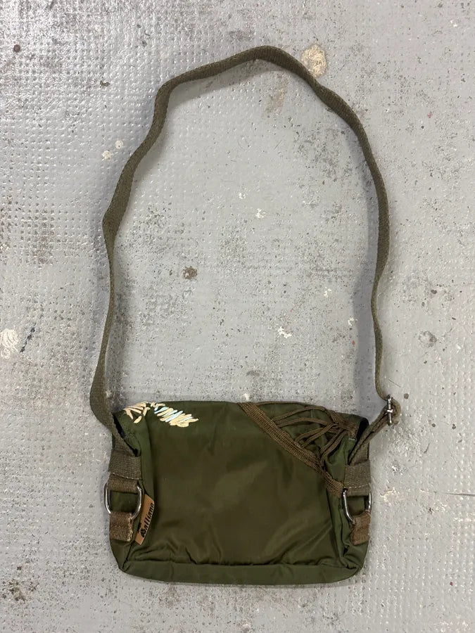 John Galliano Olive Canvas Embroidered Sunflower Crossbody Bag vSaUuVK 4