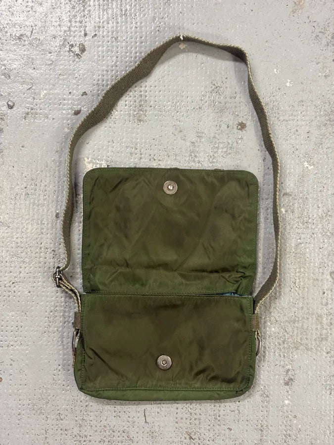John Galliano Olive Canvas Embroidered Sunflower Crossbody Bag vSaUuVK 3