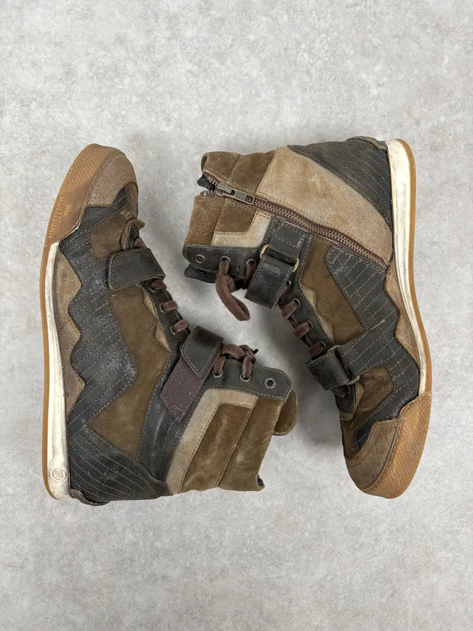 John Galliano Olive Green Hybrid High Leather Sneakers YHYsQKa 3