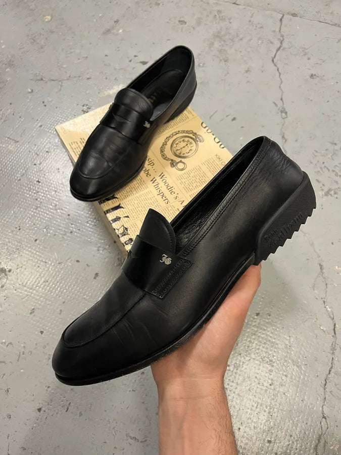 John Galliano Ornament Black Leather Loafers oWAbDwM 0