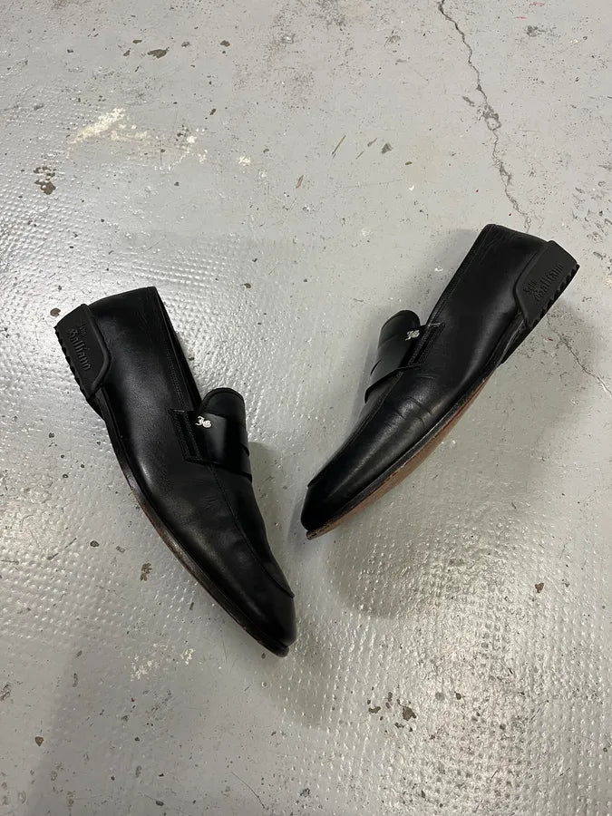 John Galliano Ornament Black Leather Loafers oWAbDwM 3