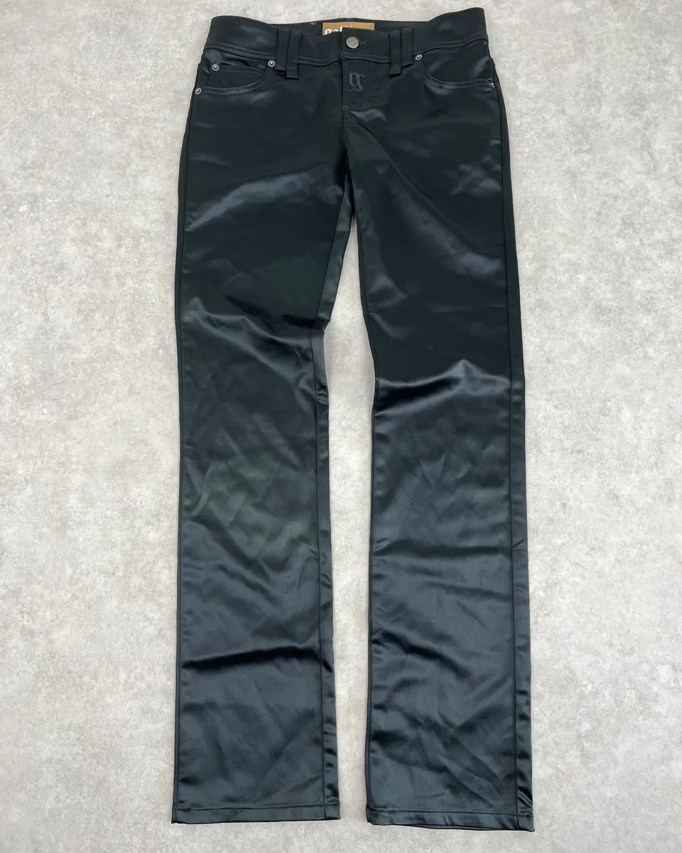 AW2007 John Galliano Black Nylon Elastic Pants iiDRnrK 0