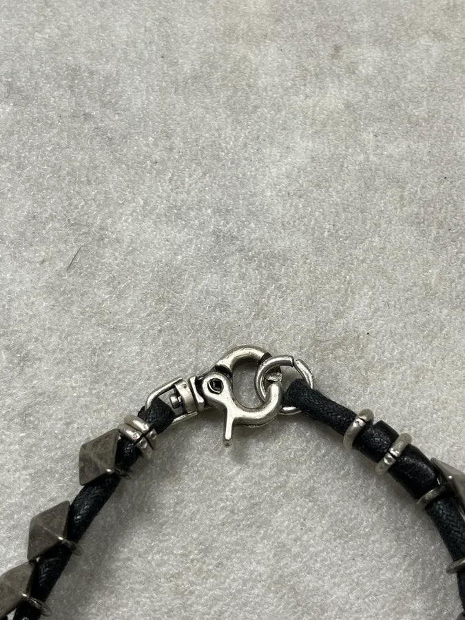 John Galliano Silver Leather Studded Bracelet  vknkEsl 6