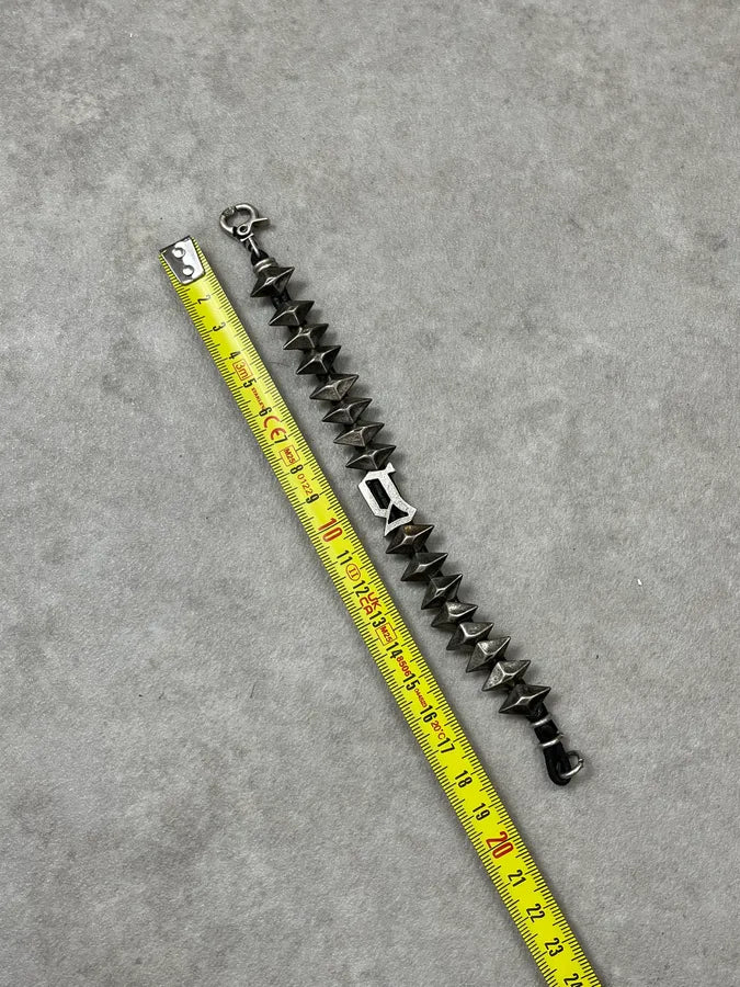 John Galliano Silver Leather Studded Bracelet  vknkEsl 7