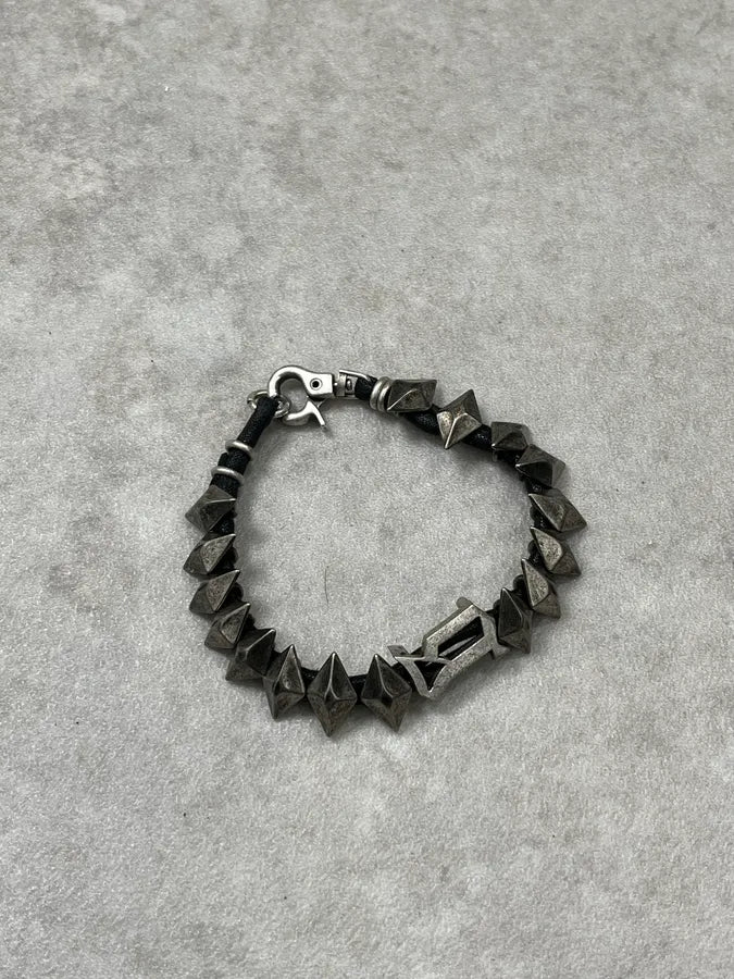 John Galliano Silver Leather Studded Bracelet  vknkEsl 1