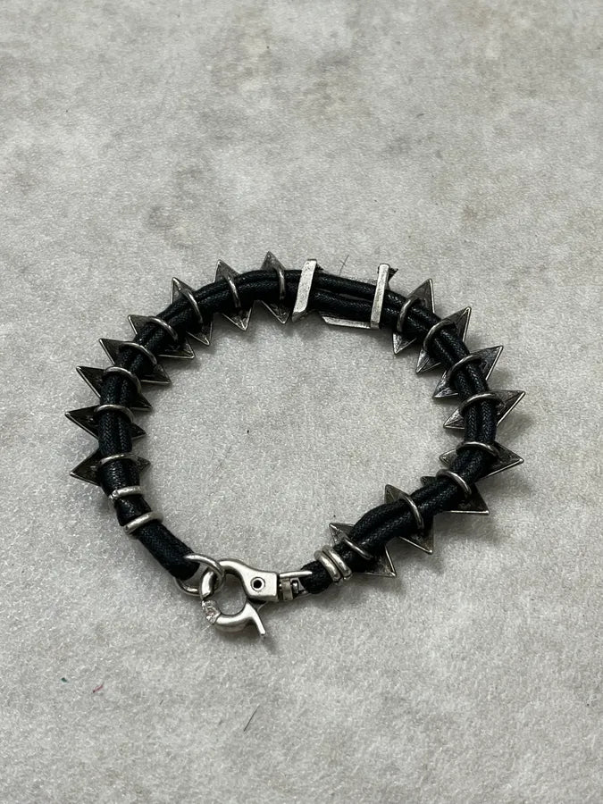 John Galliano Silver Leather Studded Bracelet  vknkEsl 5