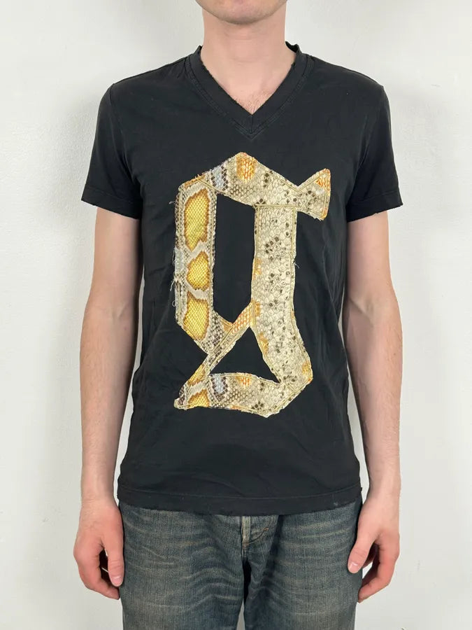 John Galliano V Neck Snakeskin Effect G T-Shirt kyccYXN 1